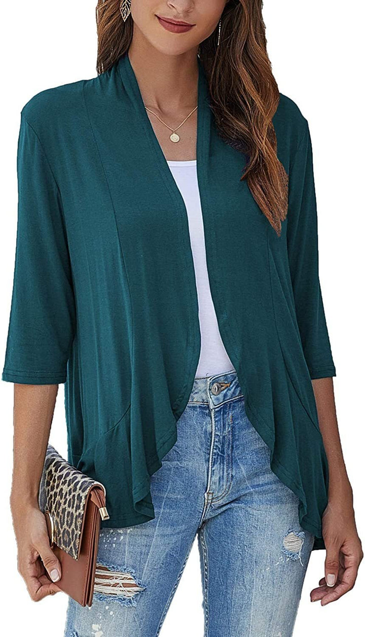 Versatile women's lightweight open-front sweater, a perfect layering piece for stylish outfits.