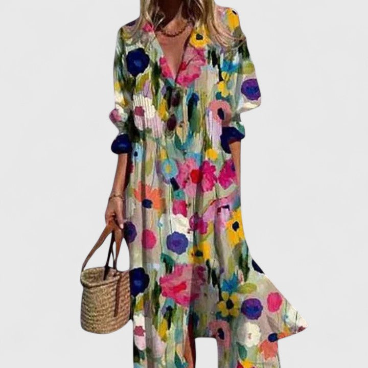 Versatile women's elegant boho maxi dress, offering effortless style for casual comfort or chic party look.