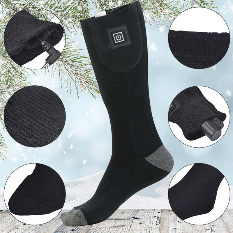 Essential outdoor gear: HeatWave rechargeable heated socks for hiking, skiing & winter fun.