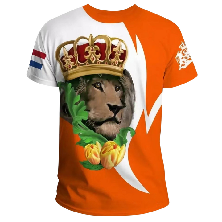 Limited 2024 Edition men's Netherlands flag 3D print t-shirt. Stylish casual wear for patriotic men's fashion.