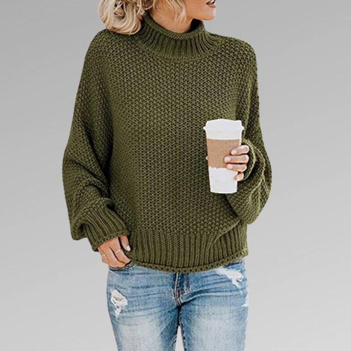 Women's elegant Scandinavian style knit sweater, comfortable & versatile for everyday wear.