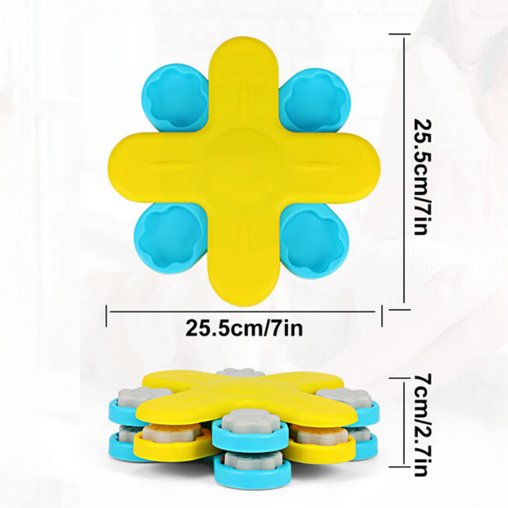 Durable dog treat dispenser puzzle game. Interactive pet toy for mental challenge & slow feeding.