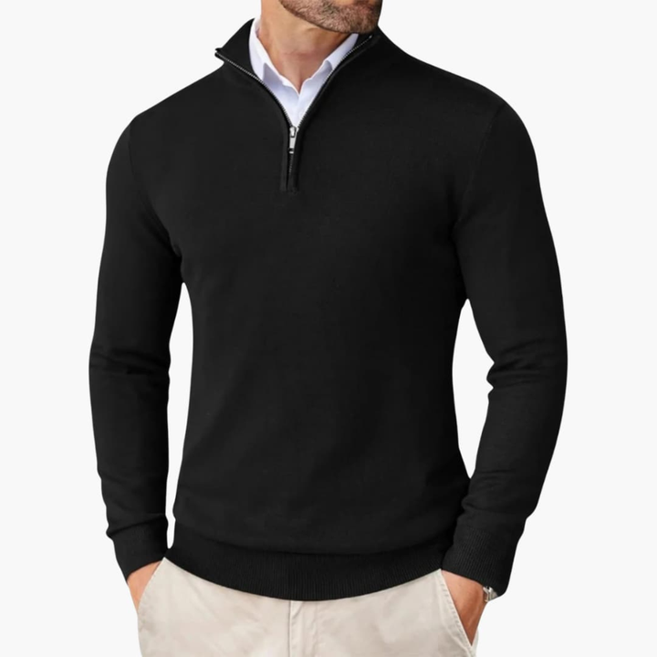 Men's refined quarter zip pullover top for casual style. Comfortable long sleeve, perfect for everyday wear.