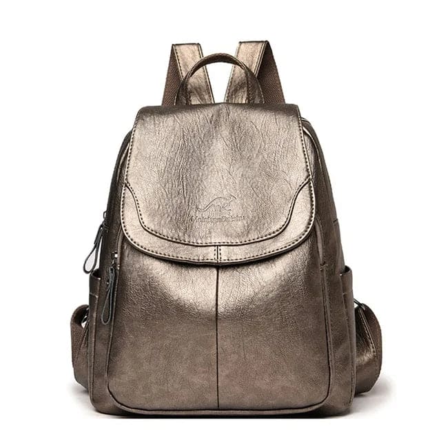 Chic women's leather anti-theft backpack, a versatile and secure fashion accessory for any outfit.
