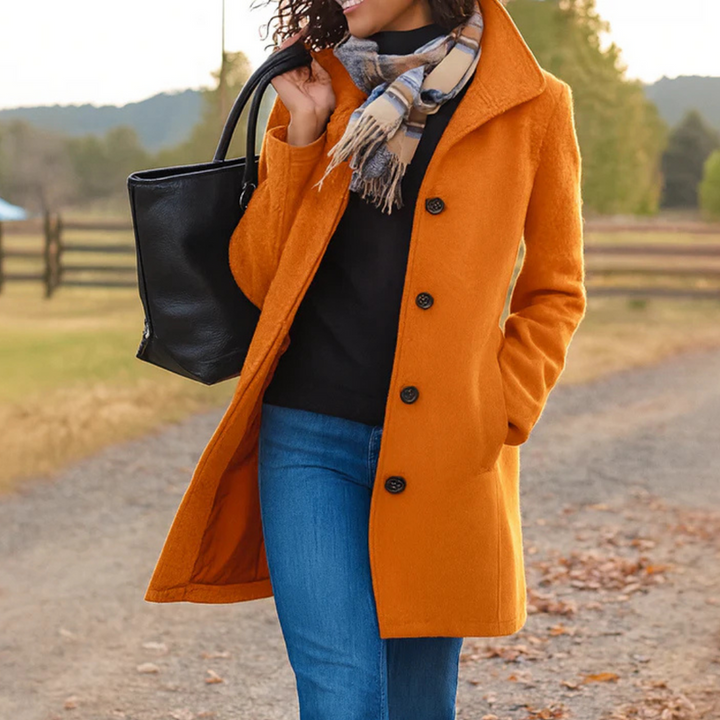 Sophisticated women's classic coat, elegant long outerwear perfect for stylish fall and winter fashion.