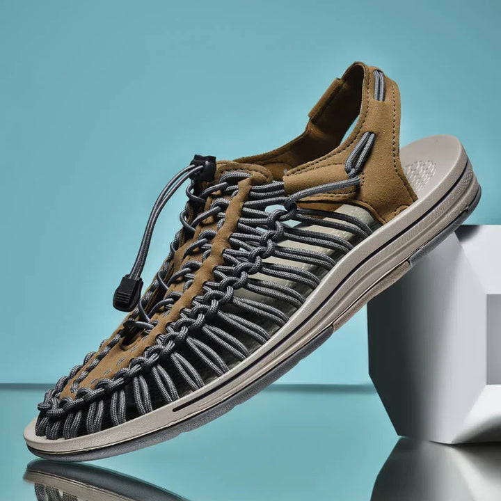 Breathable men's closed toe mesh sandals with adjustable lace, essential summer footwear.