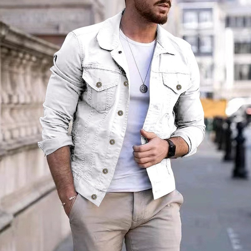 Timeless men's dyed denim jacket. Classic style, versatile casual outerwear for modern men's fashion.