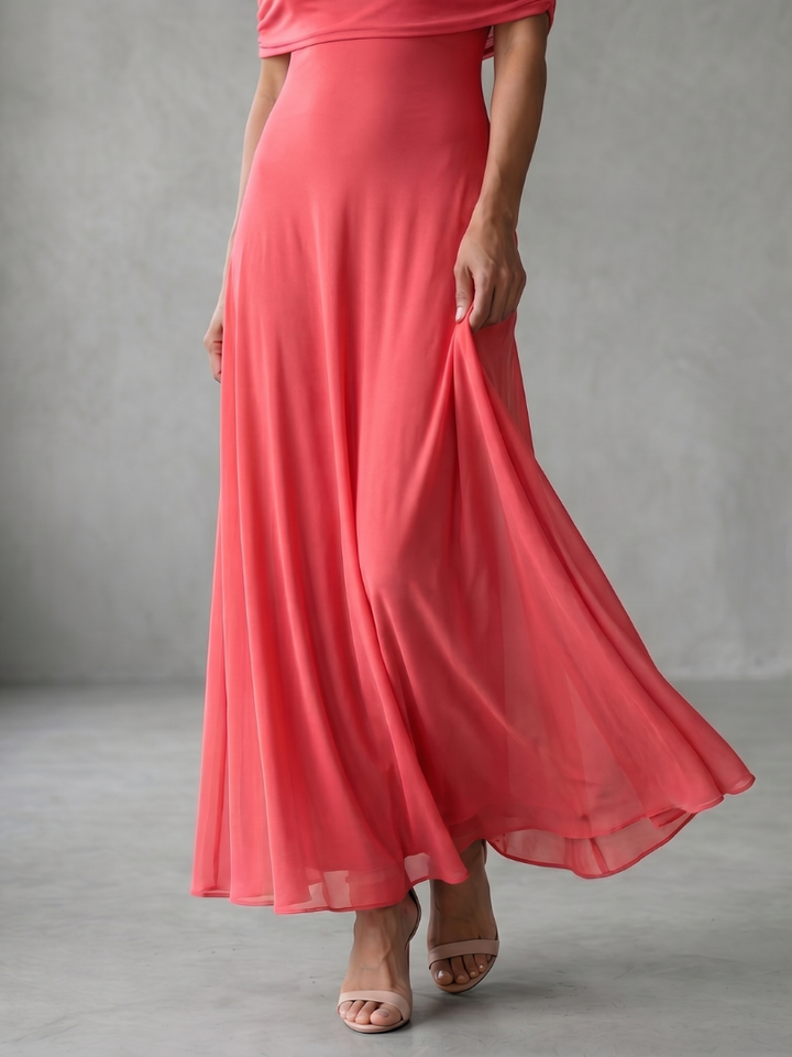 Draped off-shoulder midi dress for women, perfect for special occasions, evening events & parties.