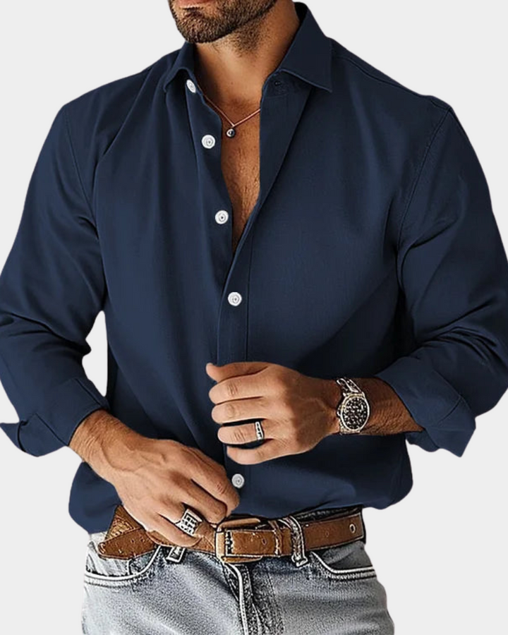 Versatile men's button-down shirt, ideal for formal, casual, work, or everyday style. Smart, comfortable, easy-care.