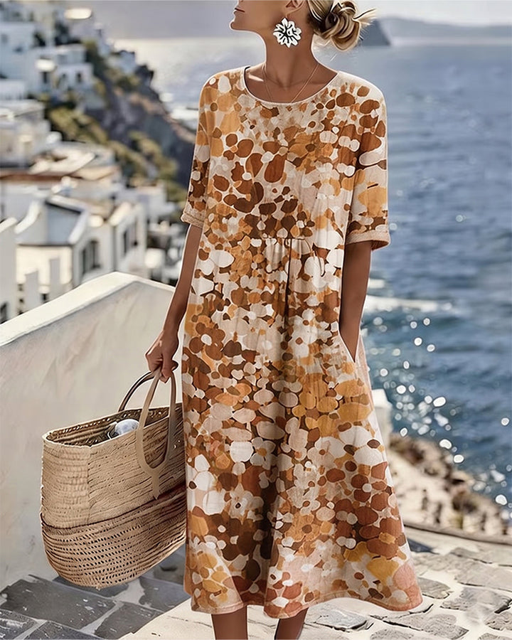 Stylish women's airy floral midi dress, comfortable, perfect for summer outings or spring events.