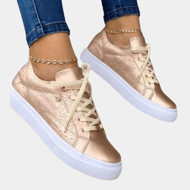 Women's Embossed Floral Low-Top Sneakers