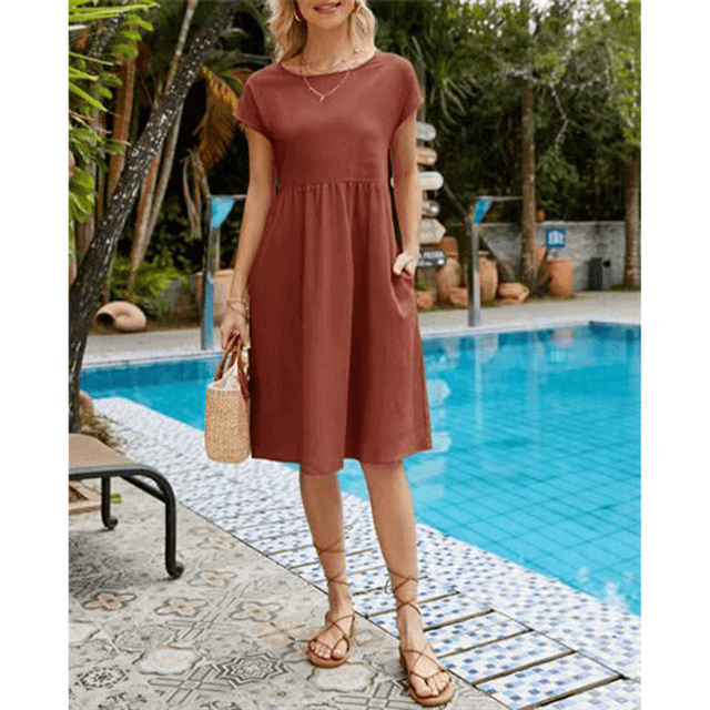 Women's Cotton Linen Midi Dress