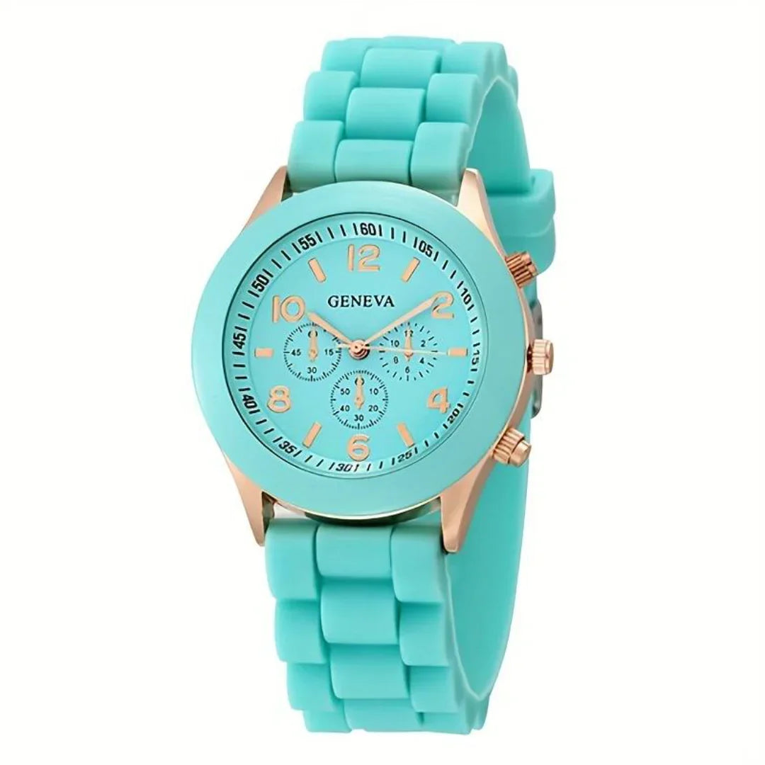 Fashionable unisex silicone watch, quartz movement, comfortable accessory for casual outfits.