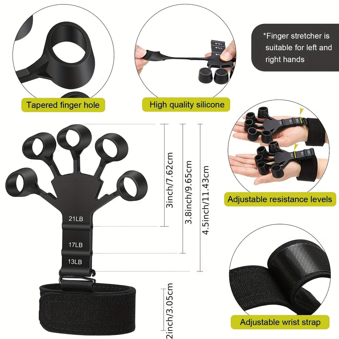 Versatile 5-in-1 PowerGrip hand & forearm exerciser set, including grip strengthener and finger trainer for comprehensive workout.