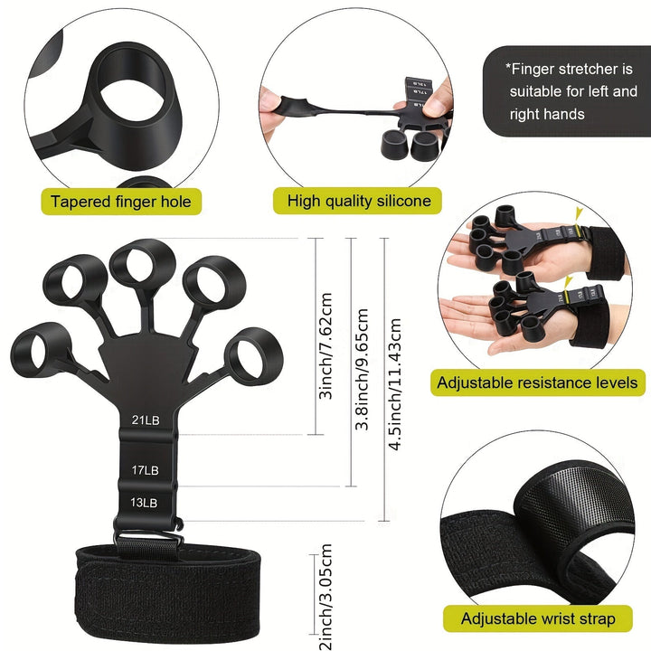Versatile 5-in-1 PowerGrip hand & forearm exerciser set, including grip strengthener and finger trainer for comprehensive workout.