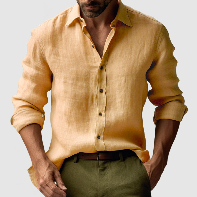 Men's classic long sleeve button-down shirt, regular fit, perfect for smart casual & everyday wear.