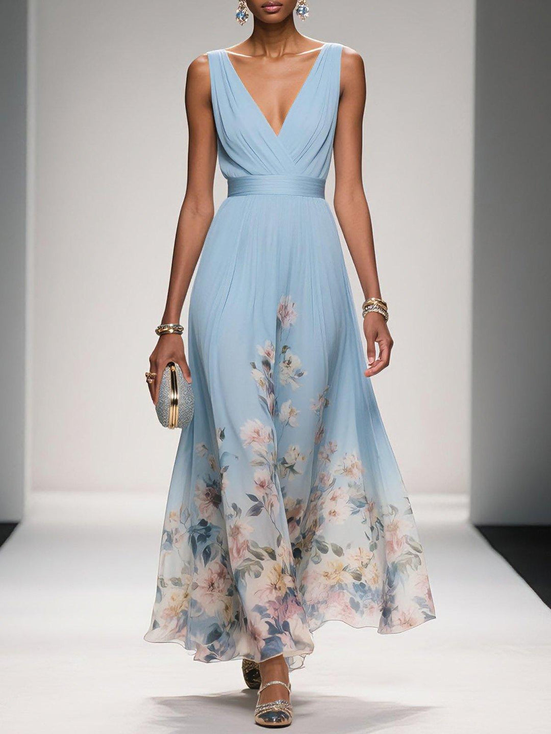 Elegant floral maxi dress for women, perfect for summer parties & comfortable daytime wear.