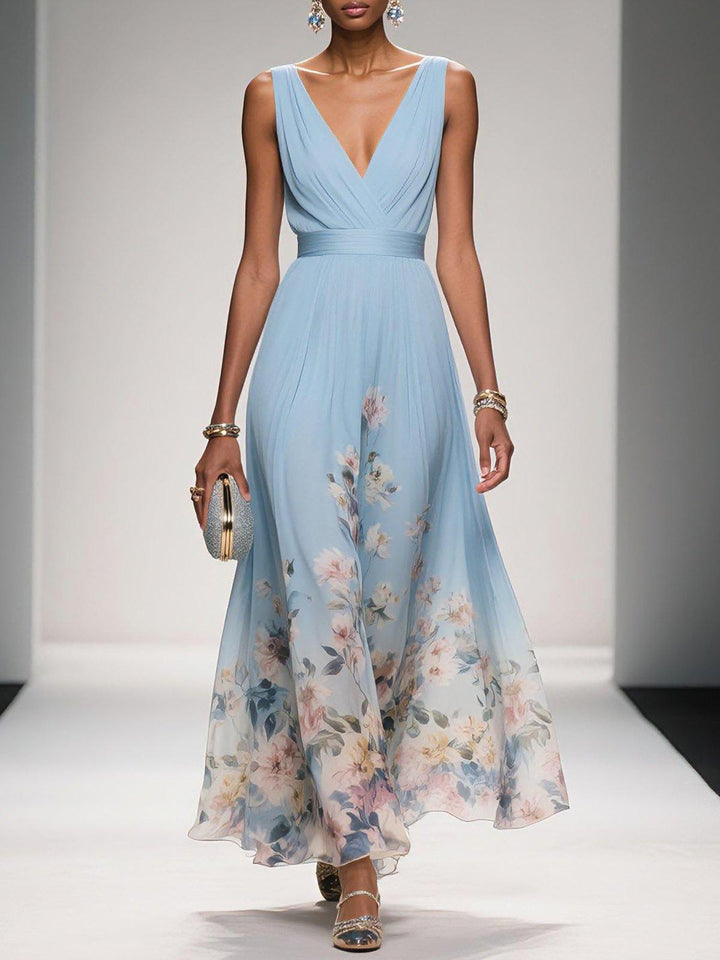 Elegant floral maxi dress for women, perfect for summer parties & comfortable daytime wear.