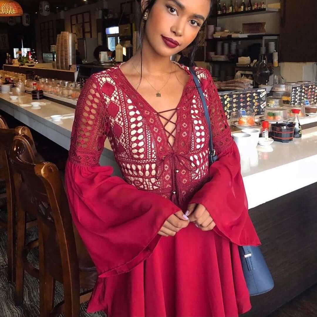 Mini Summer Dress with Flared Sleeves