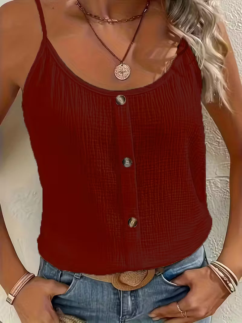 Women's versatile elegant strap blouse, featuring a sophisticated button-front, perfect for office or casual wear.