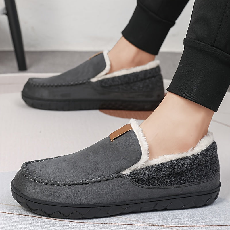 Bottom view of men's non-slip sole house slippers, ensuring safety and grip on indoor floors.