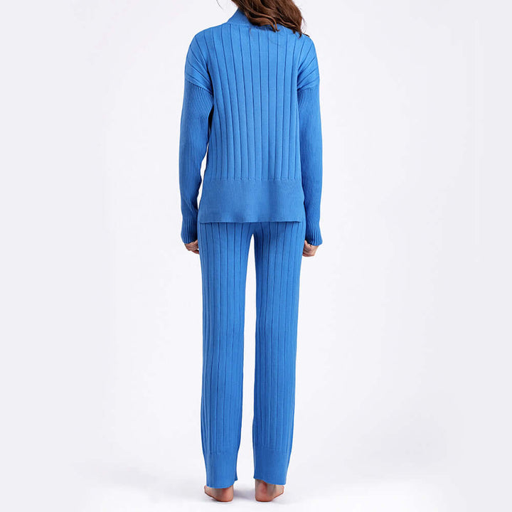 Women's Ribbed Knitted Two-Piece Lounge Set