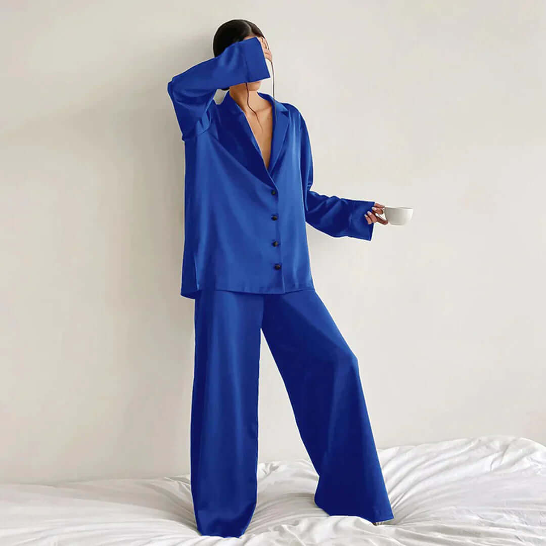 Women's Button-Up Shirt & Wide-Leg Pants