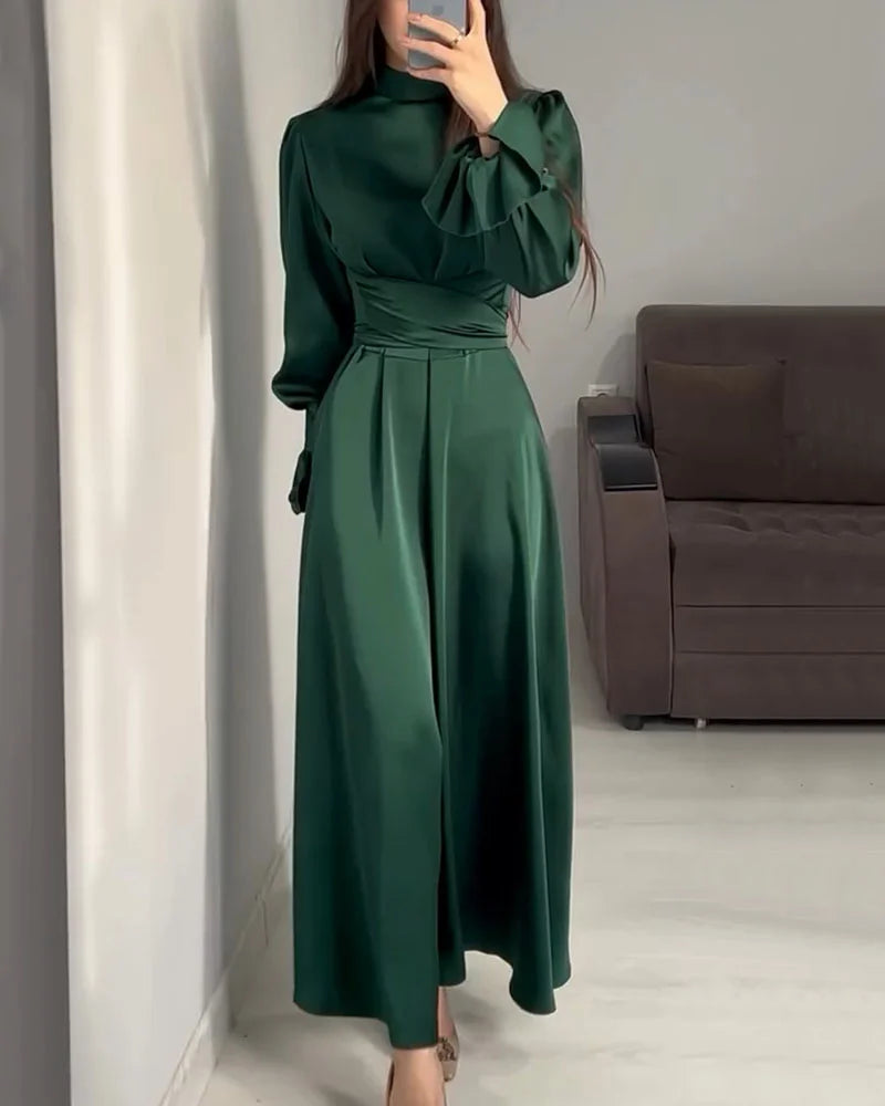 Chic women's long sleeve maxi dress, perfect for special occasions, formal wear & winter evening gowns.