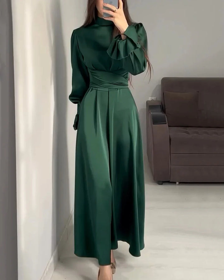 Chic women's long sleeve maxi dress, perfect for special occasions, formal wear & winter evening gowns.