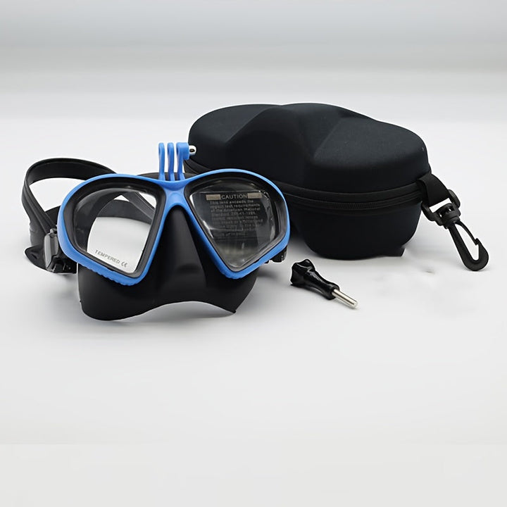 High-performance anti-fog dive mask with tempered glass & camera mount for clear underwater views.