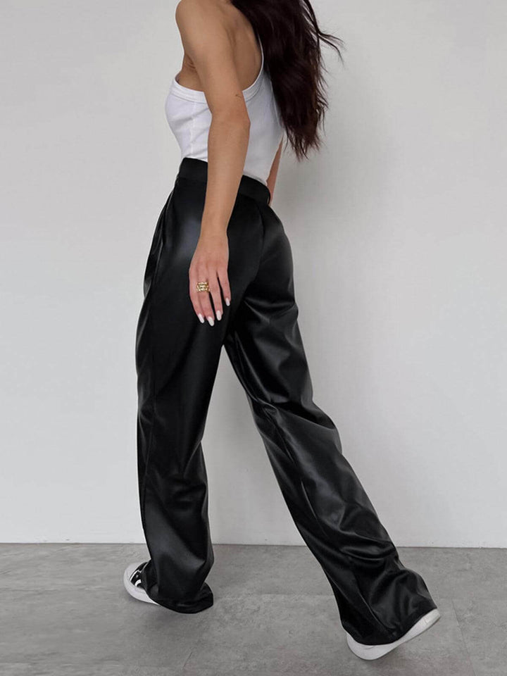 Women's Wide-Leg Faux Leather Trousers