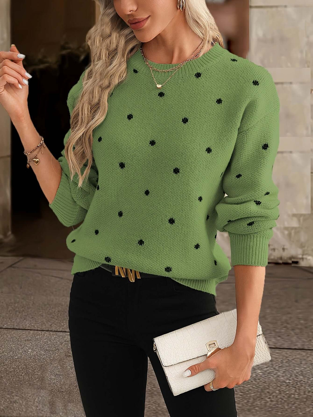 Women's Polka Dot Knitted Sweater