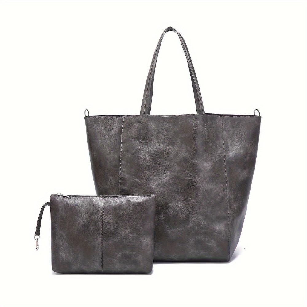 Classic retro style women's tote bag, large capacity PU leather shoulder bag for all occasions.