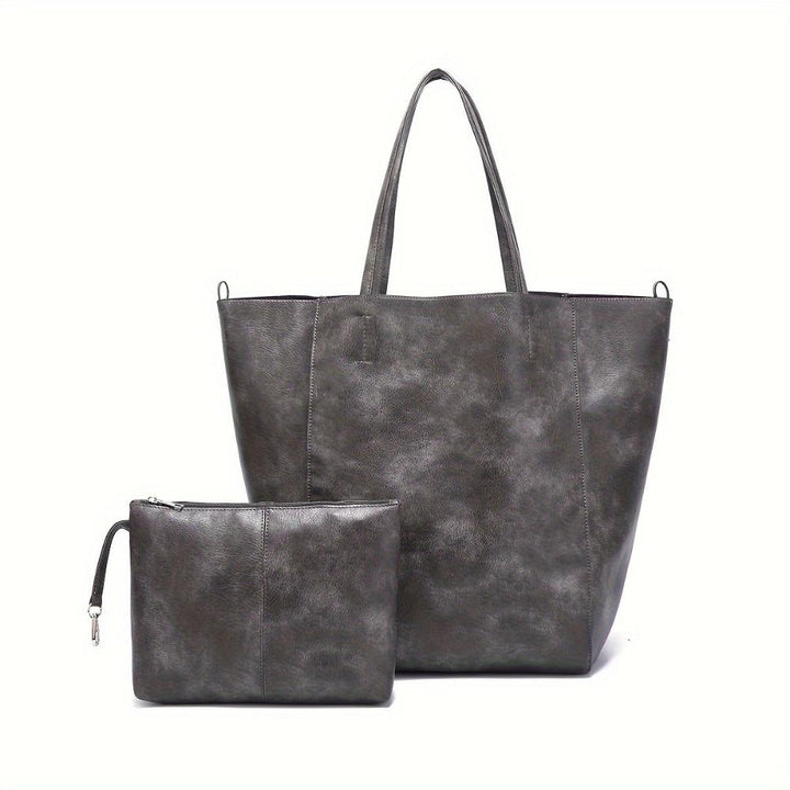 Classic retro style women's tote bag, large capacity PU leather shoulder bag for all occasions.