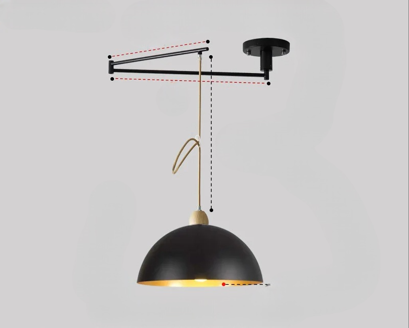 Modern home lighting: adjustable arm ceiling fixture for flexible, versatile illumination.