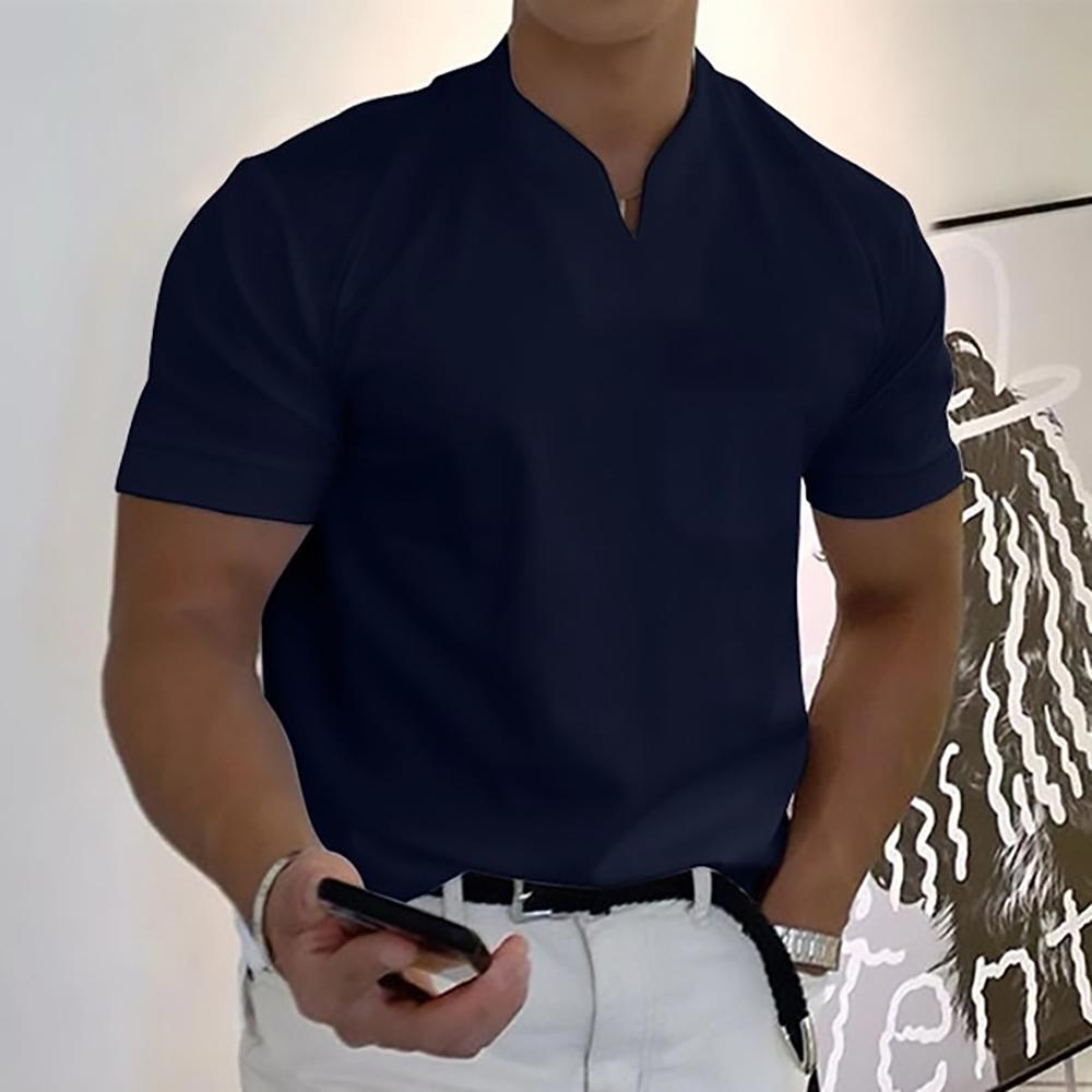 Back view of durable men's casual polo shirt, ideal for everyday comfort & timeless style.