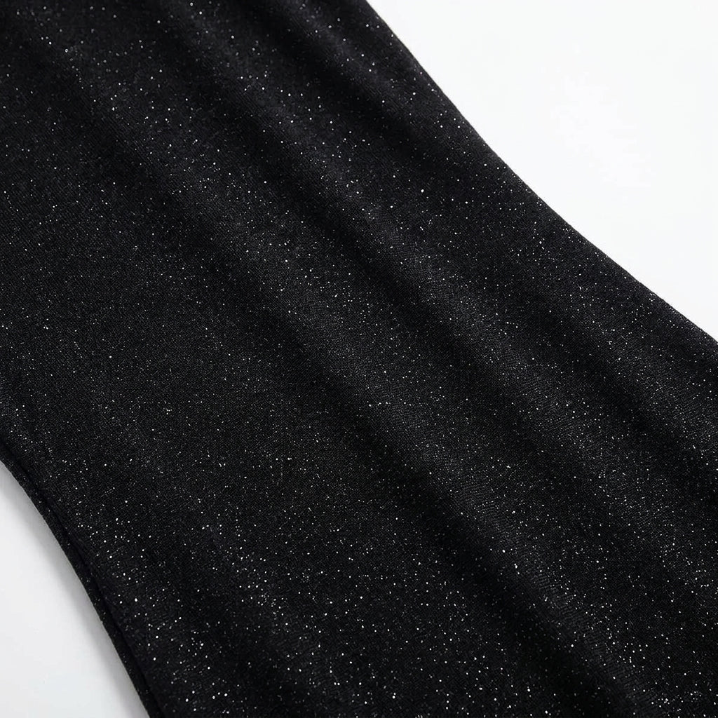 Figure-flattering women's black maxi dress with square neck. Perfect evening gown or formal attire.