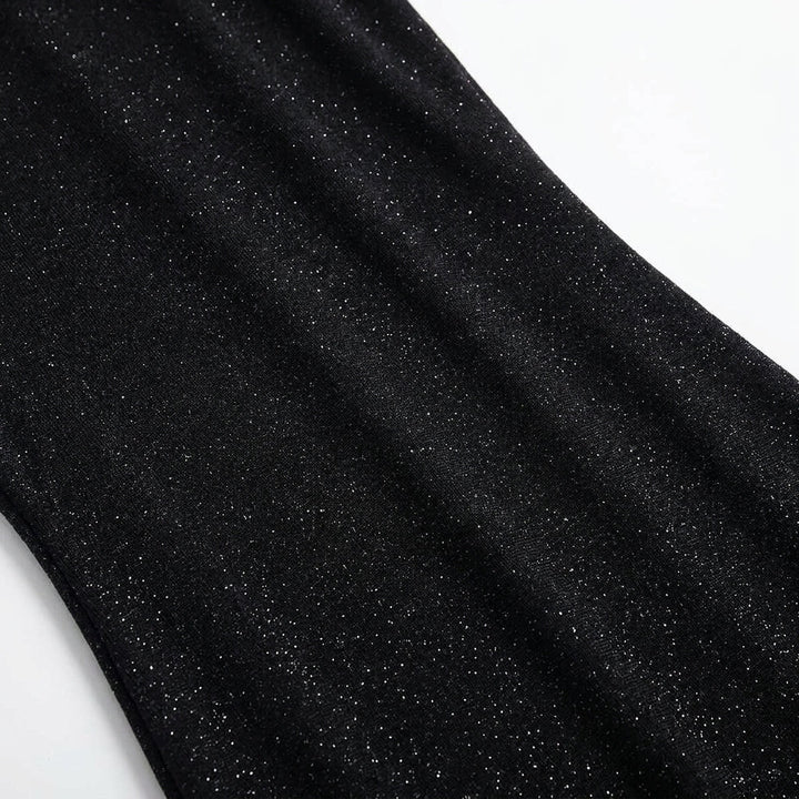 Figure-flattering women's black maxi dress with square neck. Perfect evening gown or formal attire.