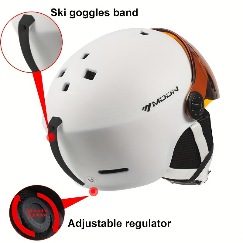 Durable hard-shell ski helmet providing robust head protection for skiing, snowboarding & winter gear.