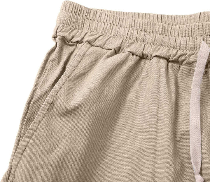 Warm weather men's shorts, elastic waist, breathable fabric, perfect for casual summer days.
