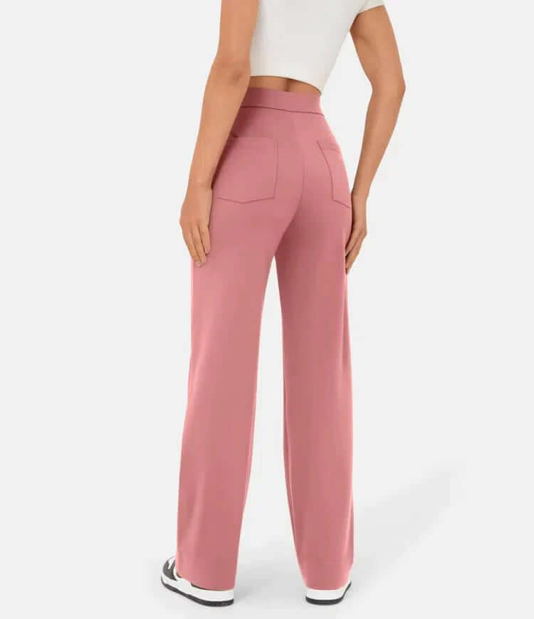 Women's High-Waisted Casual Trousers with Buttons