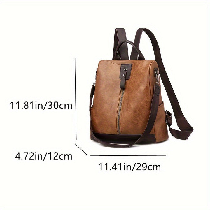 Stylish green anti-theft women's backpack. Secure & fashionable everyday bag for urban commuters.