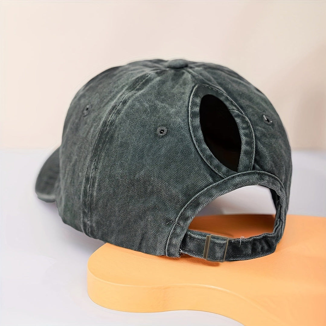 Durable women's ponytail baseball cap for outdoor use. Provides sun protection & breathable comfort.
