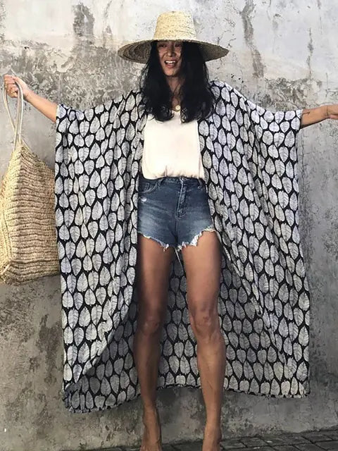 Lightweight women's bohemian sarong cover-up, perfect for sunny beach days.