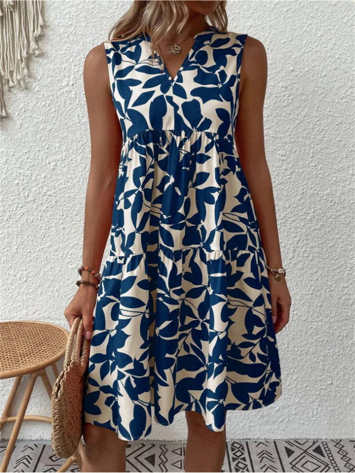 Flowy A-line floral maxi dress for women, ideal for elegant summer events, vacations, or beach outings.