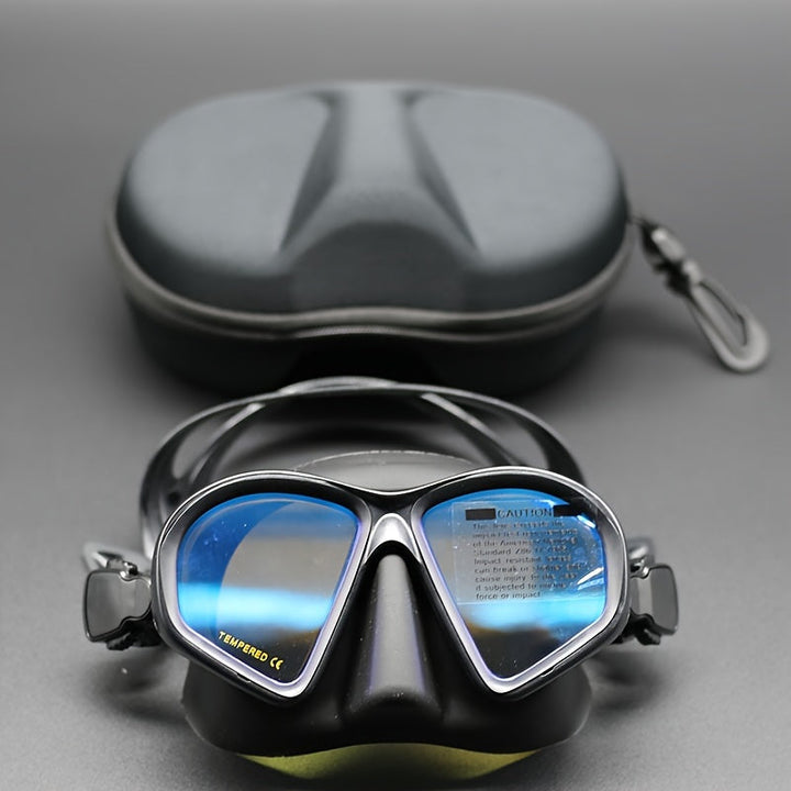 Durable dive mask with camera mount, tempered anti-fog lens, perfect for capturing underwater footage.