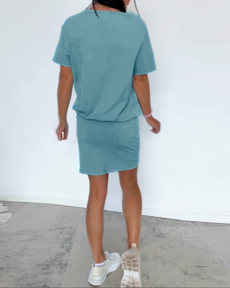 Red women's casual midi dress, offering effortless everyday style & comfort.