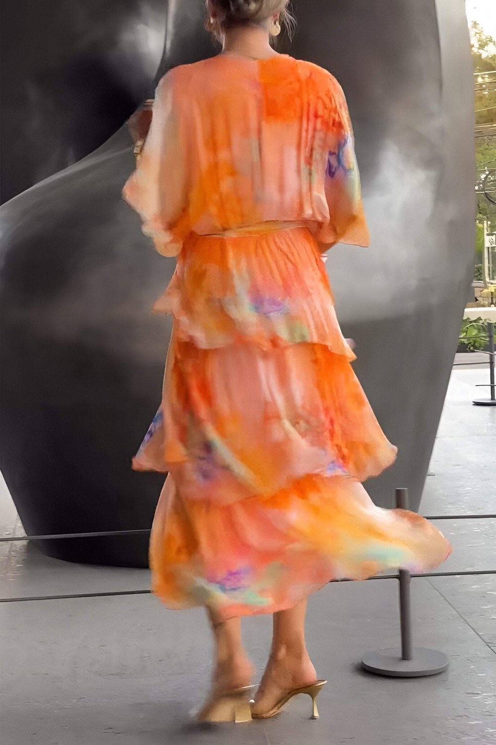 Lightweight women's draped maxi dress, perfect for summer bohemian style. A comfortable and elegant garden party option.