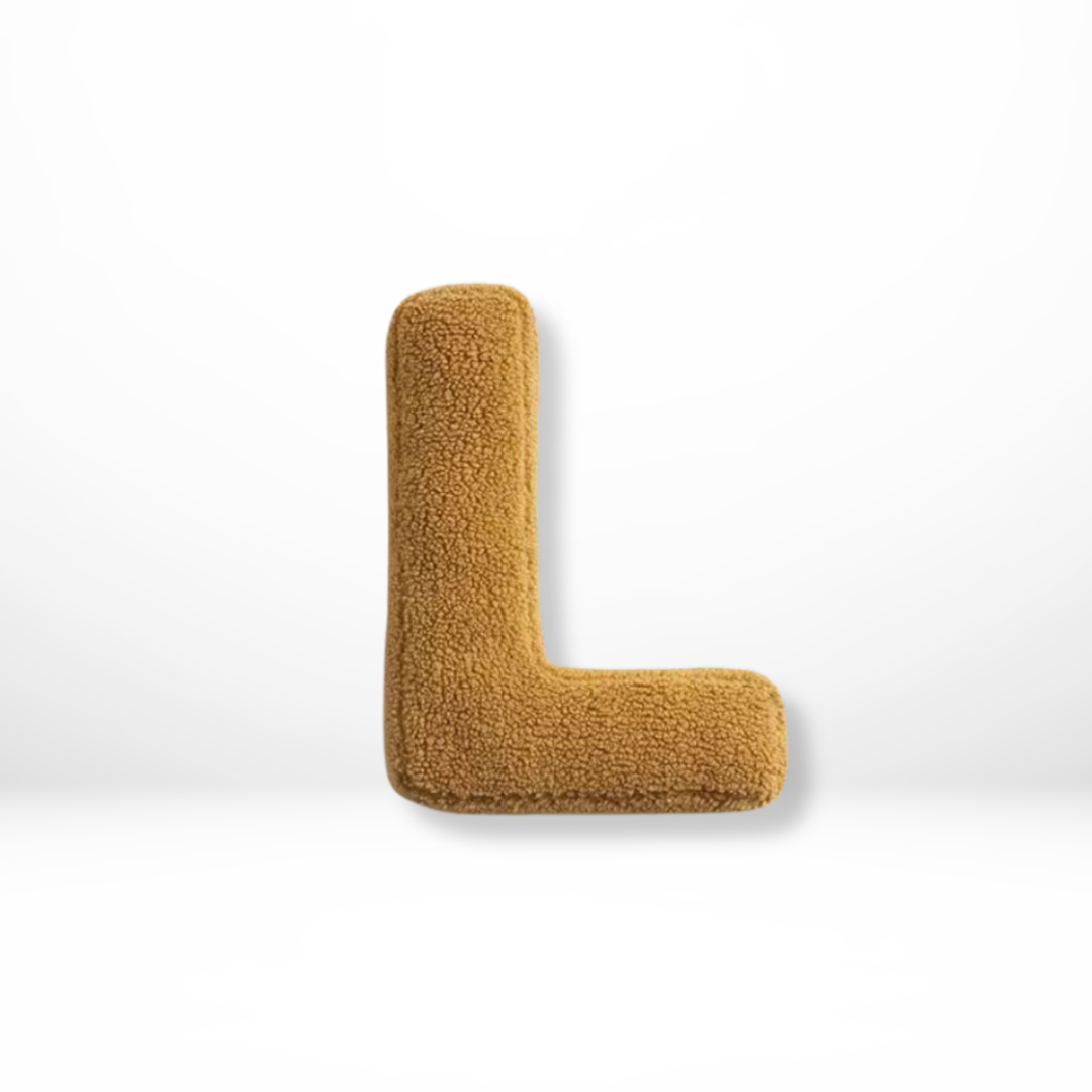 Chic velvet 'P' letter cushion, enhancing personalized home decor with its plush texture & style.