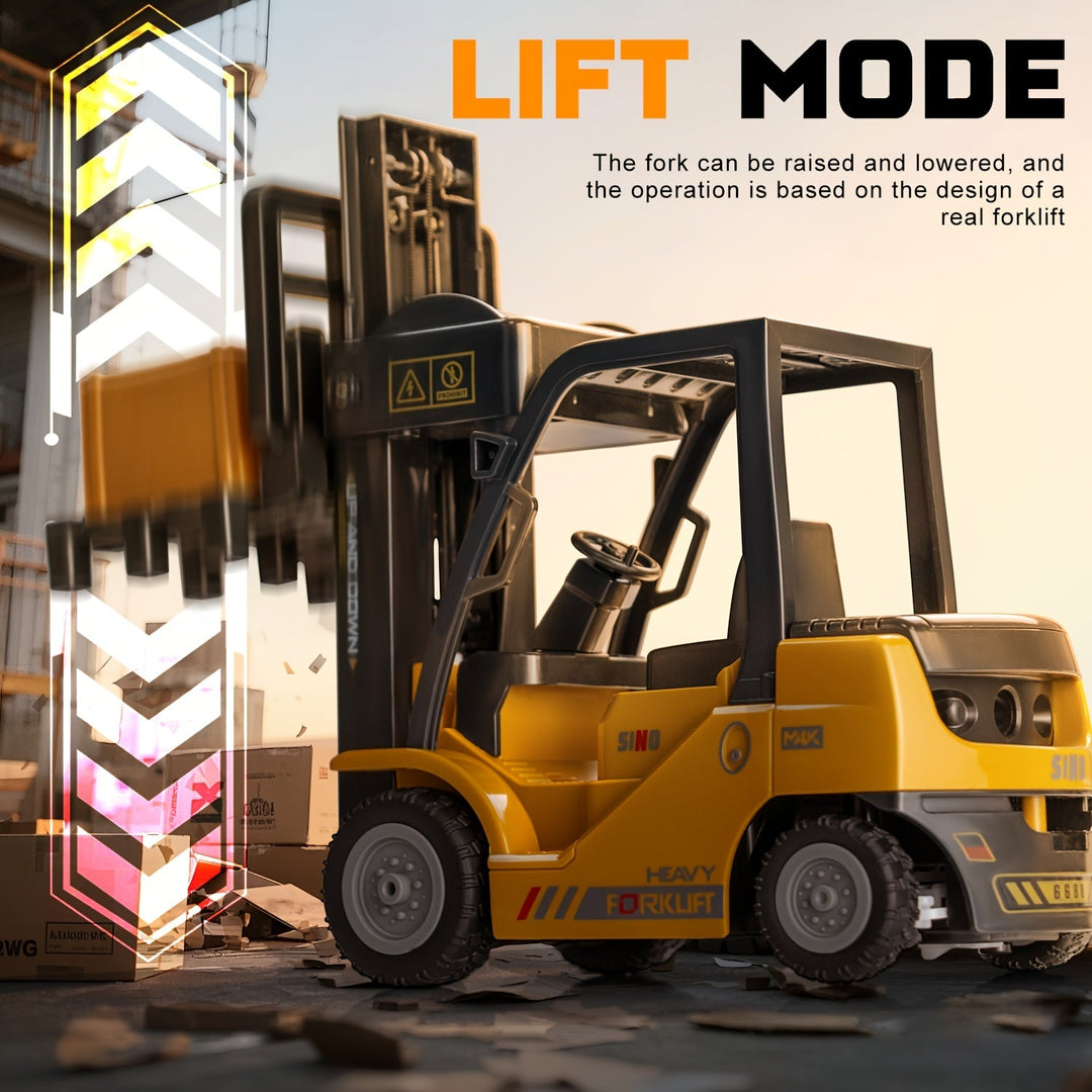 Remote control forklift & trailer set, 1:24 scale, with functional lights for engaging kids' play.